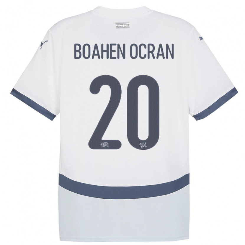 Danxen Børn Schweiz Bright Boahen Ocran #20 Hvid Udebane Spillertrøjer 24-26 Trøje T-Shirt