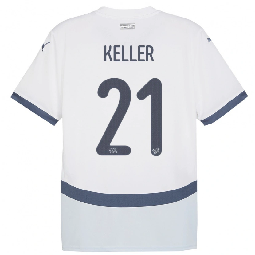 Danxen Børn Schweiz Marvin Keller #21 Hvid Udebane Spillertrøjer 24-26 Trøje T-Shirt