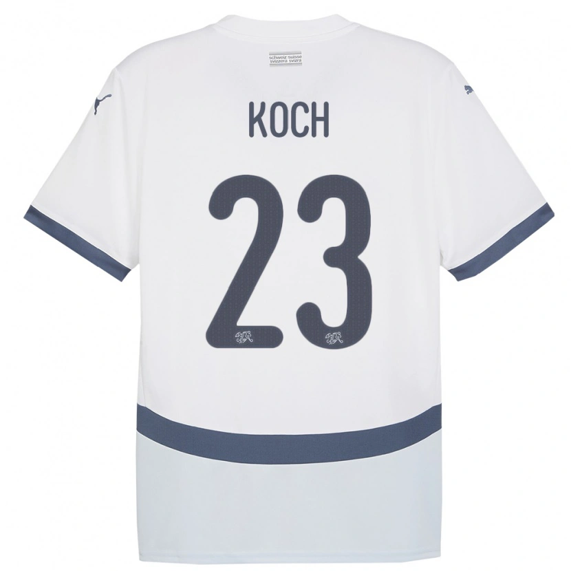 Danxen Børn Schweiz Cédric Koch #23 Hvid Udebane Spillertrøjer 24-26 Trøje T-Shirt