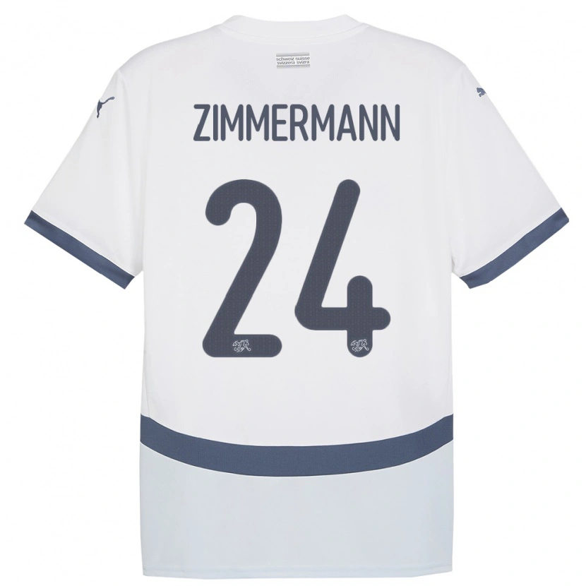 Danxen Børn Schweiz Mio Zimmermann #24 Hvid Udebane Spillertrøjer 24-26 Trøje T-Shirt