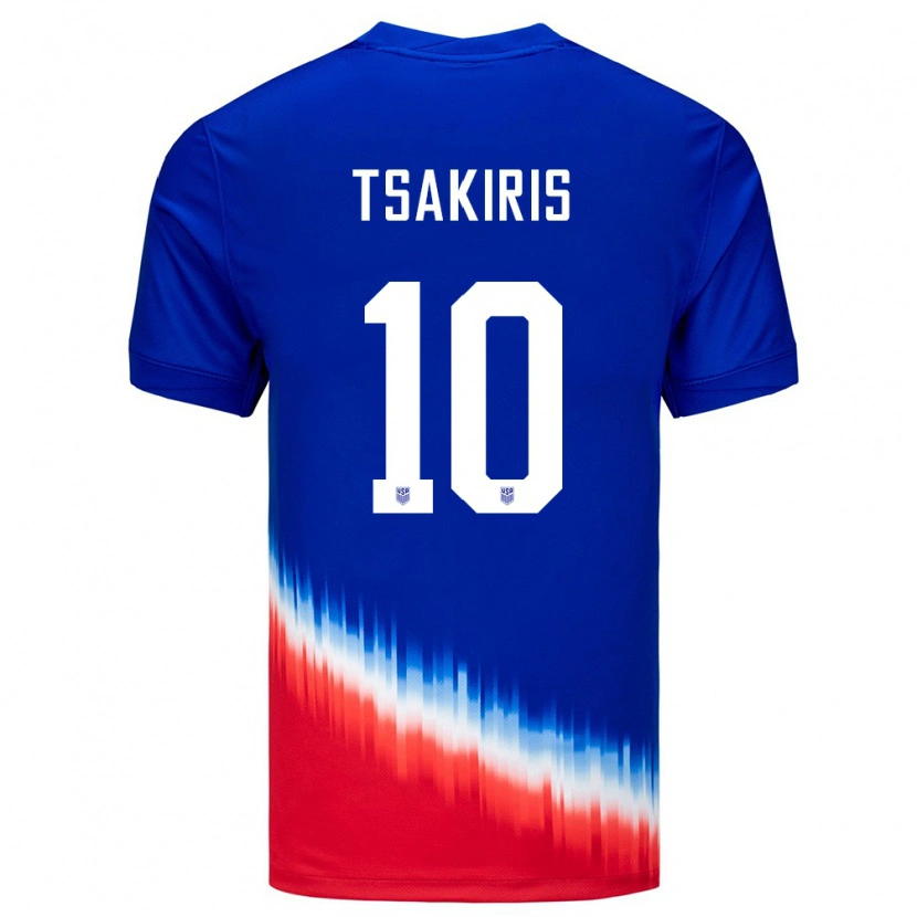 Danxen Børn Usa Niko Tsakiris #10 Blå Udebane Spillertrøjer 24-26 Trøje T-Shirt