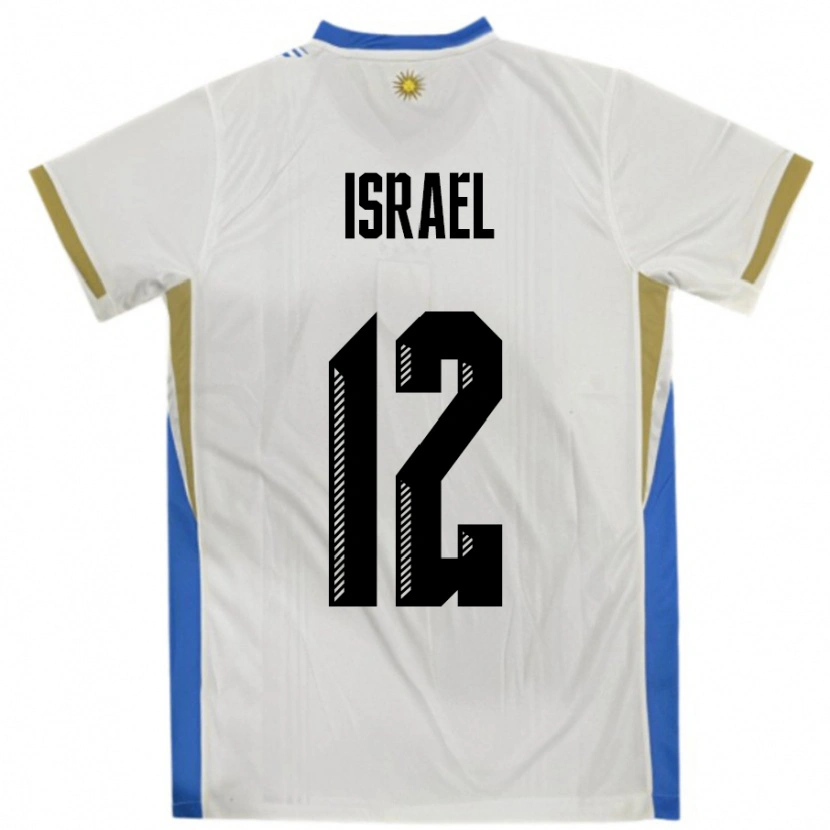 Danxen Børn Uruguay Franco Israel #12 Hvid Blå Udebane Spillertrøjer 24-26 Trøje T-Shirt