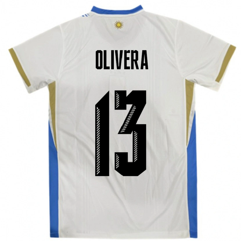 Danxen Børn Uruguay Sofia Olivera #13 Hvid Blå Udebane Spillertrøjer 24-26 Trøje T-Shirt