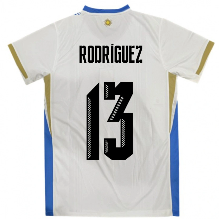 Danxen Børn Uruguay Agustin Rodriguez #13 Hvid Blå Udebane Spillertrøjer 24-26 Trøje T-Shirt