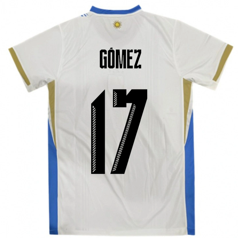 Danxen Børn Uruguay Cecilia Gomez #17 Hvid Blå Udebane Spillertrøjer 24-26 Trøje T-Shirt