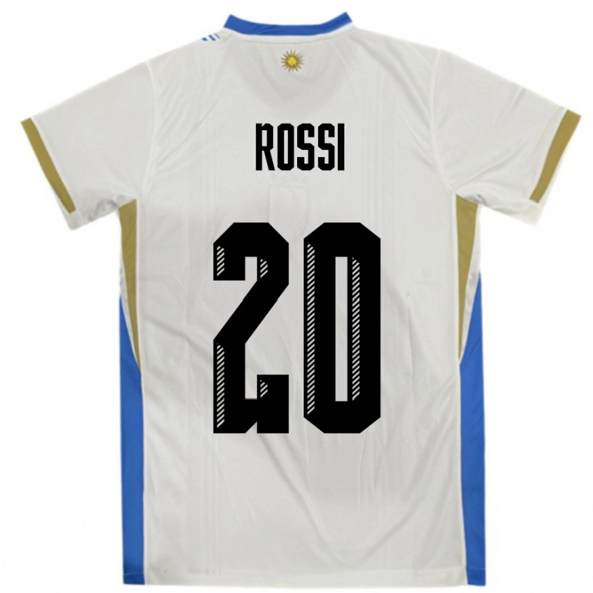 Danxen Børn Uruguay Diego Rossi #20 Hvid Blå Udebane Spillertrøjer 24-26 Trøje T-Shirt