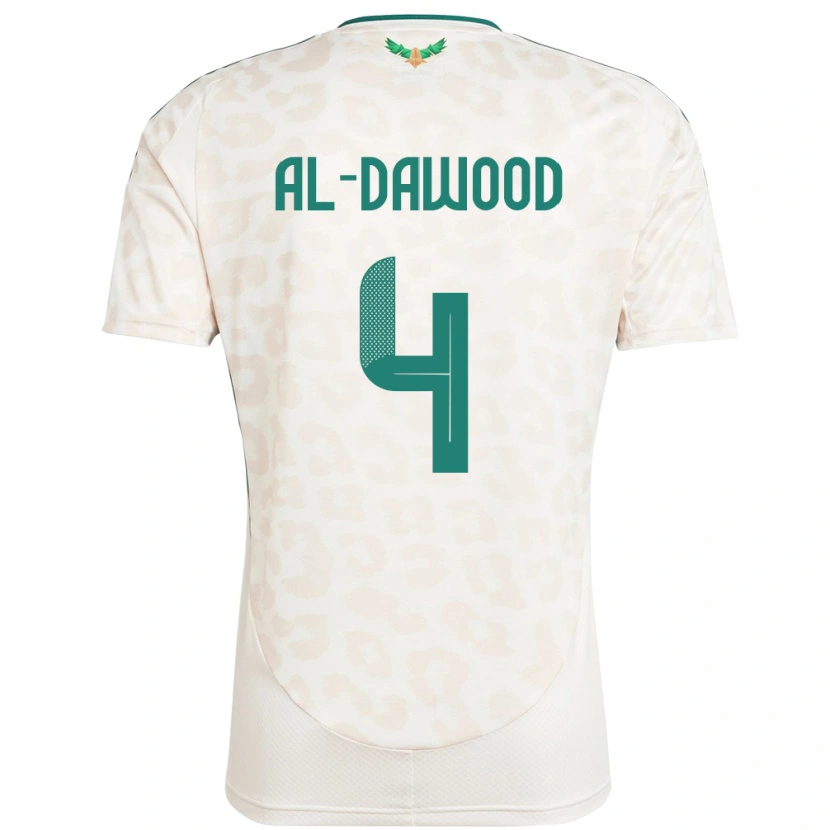 Danxen Børn Saudi-Arabien Mishaal Al-Dawood #4 Hvid Udebane Spillertrøjer 24-26 Trøje T-Shirt