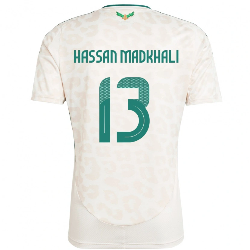 Danxen Børn Saudi-Arabien Mohammed Hassan Madkhali #13 Hvid Udebane Spillertrøjer 24-26 Trøje T-Shirt