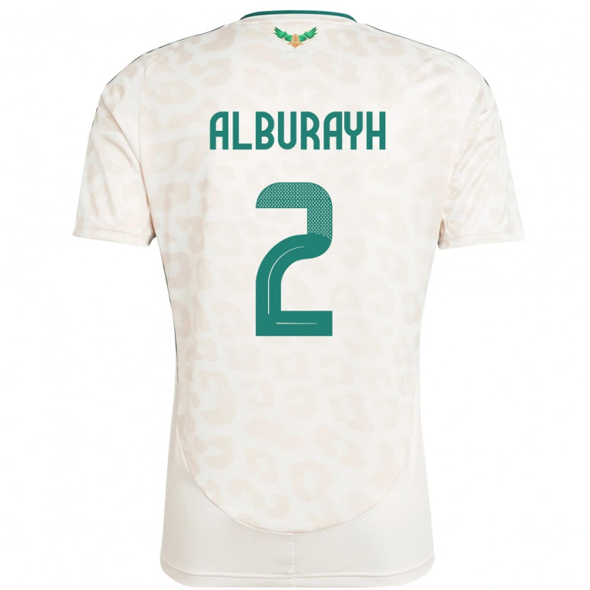 Danxen Børn Saudi-Arabien Mahmood Alburayh #2 Hvid Udebane Spillertrøjer 24-26 Trøje T-Shirt