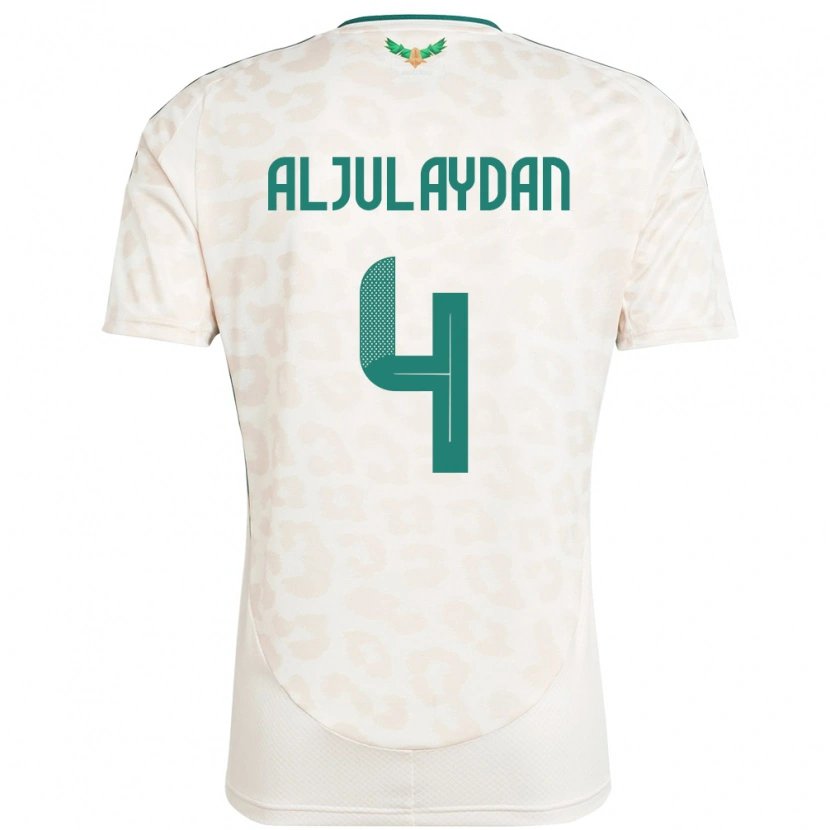 Danxen Børn Saudi-Arabien Ahmed Aljulaydan #4 Hvid Udebane Spillertrøjer 24-26 Trøje T-Shirt