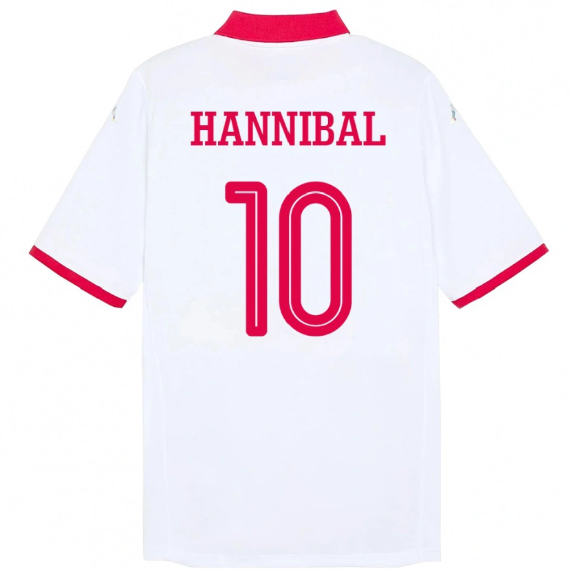 Danxen Børn Tunesien Hannibal #10 Hvid Udebane Spillertrøjer 24-26 Trøje T-Shirt