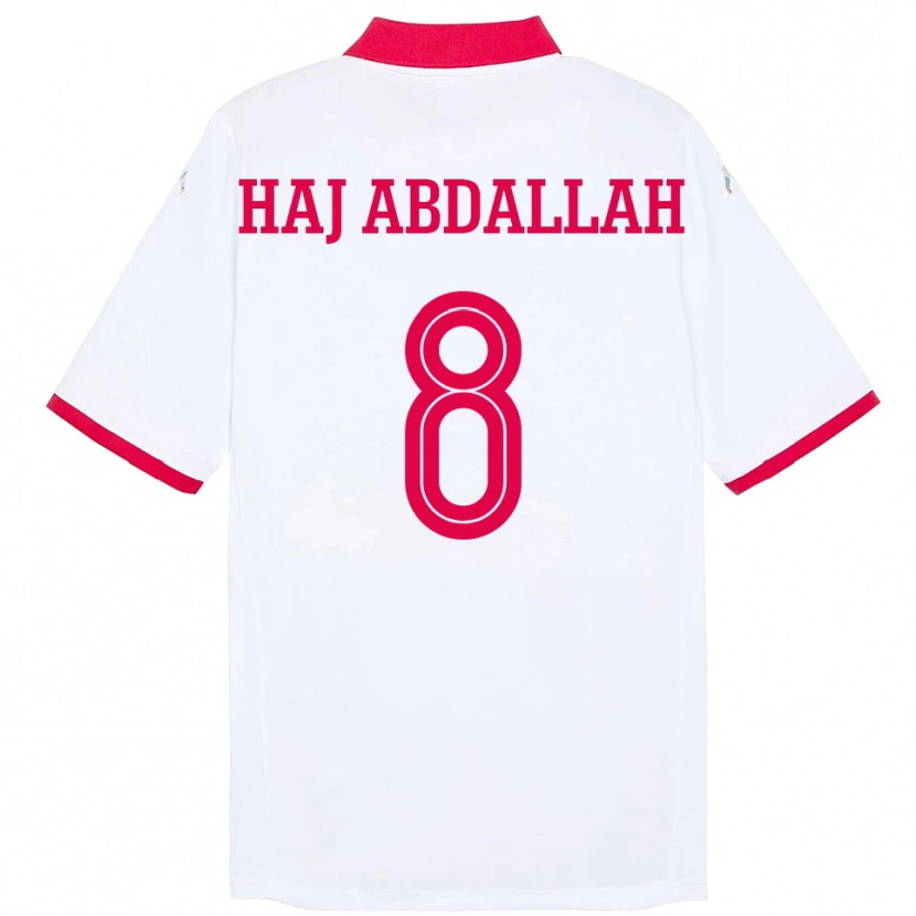 Danxen Børn Tunesien Saifedine Haj Abdallah #8 Hvid Udebane Spillertrøjer 24-26 Trøje T-Shirt