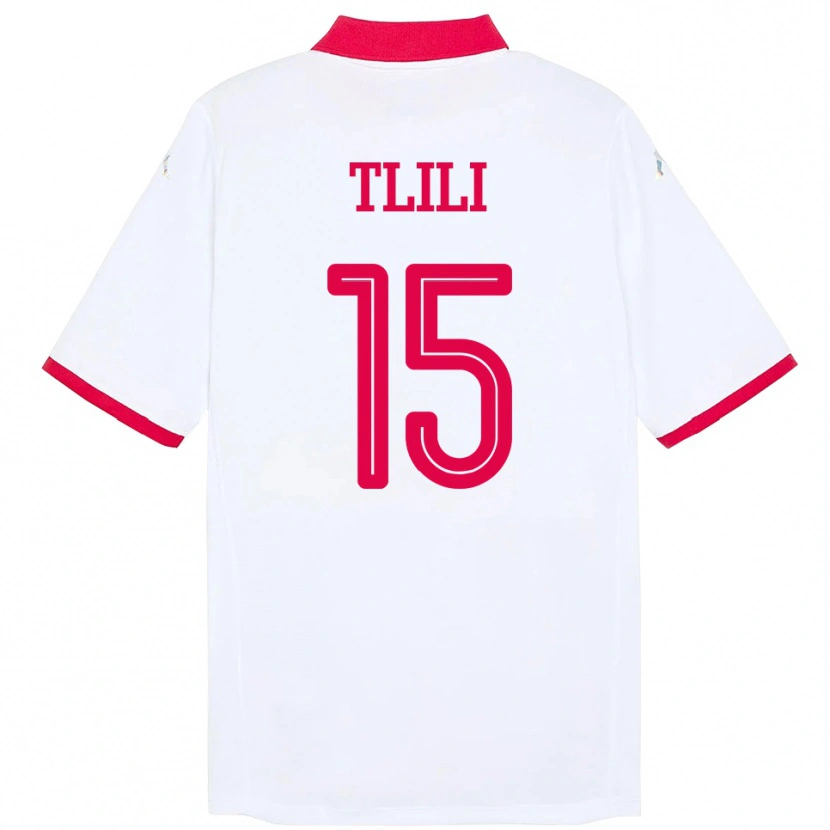 Danxen Børn Tunesien Mehdi Tlili #15 Hvid Udebane Spillertrøjer 24-26 Trøje T-Shirt