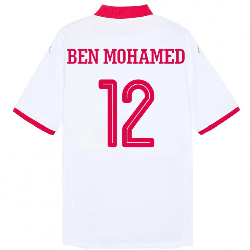 Danxen Børn Tunesien Ibtissem Ben Mohamed #12 Hvid Udebane Spillertrøjer 24-26 Trøje T-Shirt