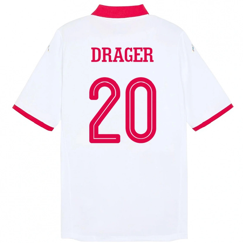 Danxen Børn Tunesien Mohamed Drager #20 Hvid Udebane Spillertrøjer 24-26 Trøje T-Shirt