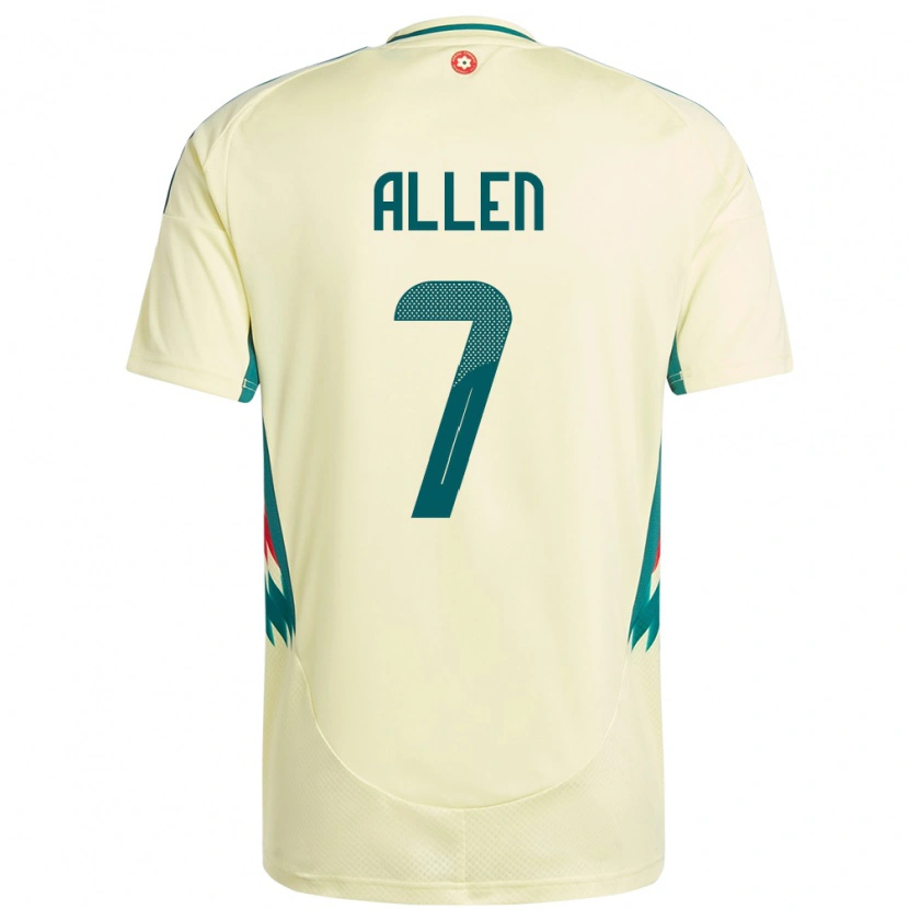 Danxen Børn Wales Joe Allen #7 Beige Gul Udebane Spillertrøjer 24-26 Trøje T-Shirt