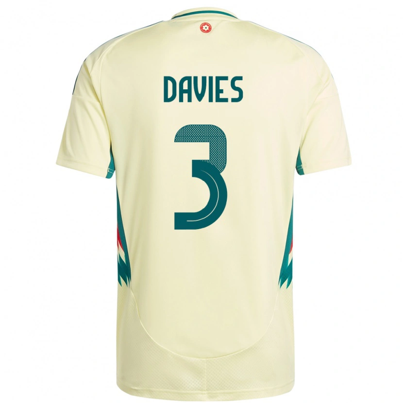 Danxen Børn Wales Mael Davies #3 Beige Gul Udebane Spillertrøjer 24-26 Trøje T-Shirt