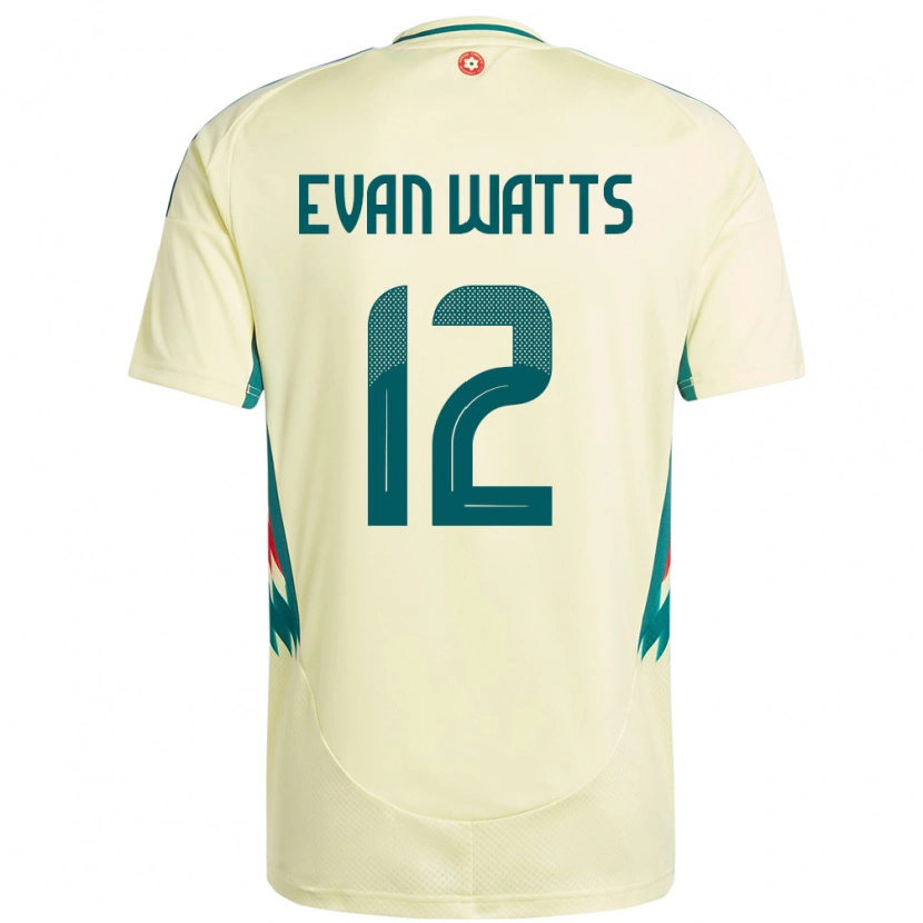 Danxen Børn Wales Evan Watts #12 Beige Gul Udebane Spillertrøjer 24-26 Trøje T-Shirt