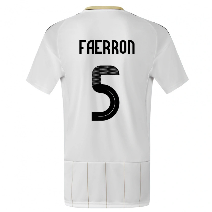 Danxen Børn Costa Rica Fernán Faerron #5 Hvid Udebane Spillertrøjer 24-26 Trøje T-Shirt