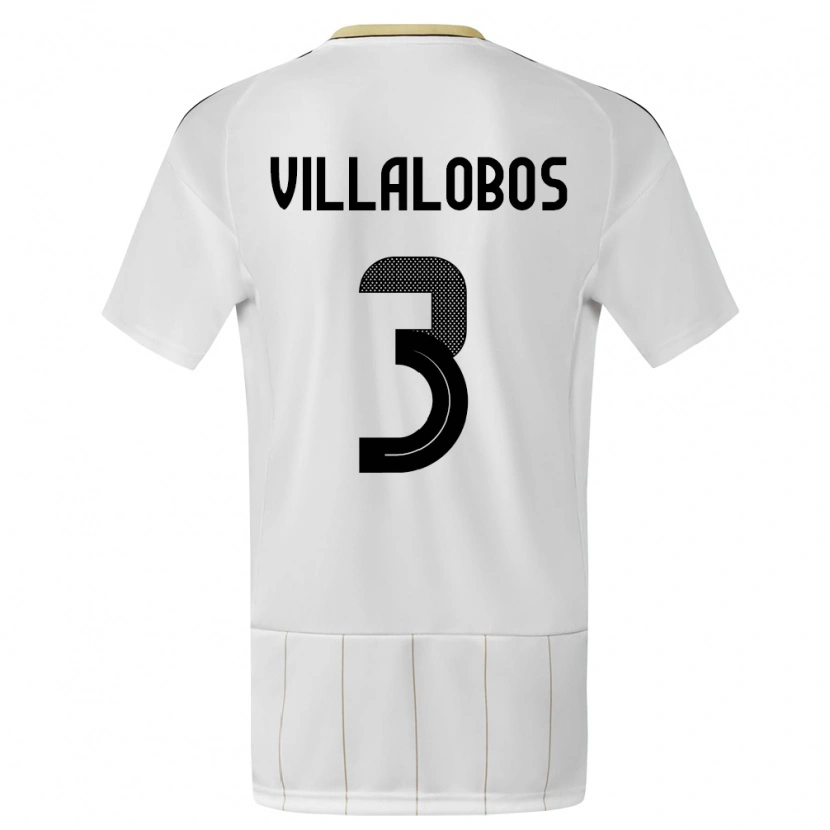 Danxen Børn Costa Rica Guillermo Villalobos #3 Hvid Udebane Spillertrøjer 24-26 Trøje T-Shirt