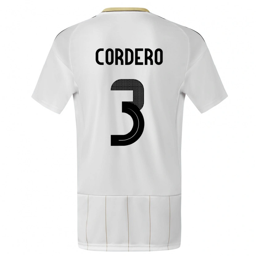 Danxen Børn Costa Rica Thiago Cordero #3 Hvid Udebane Spillertrøjer 24-26 Trøje T-Shirt