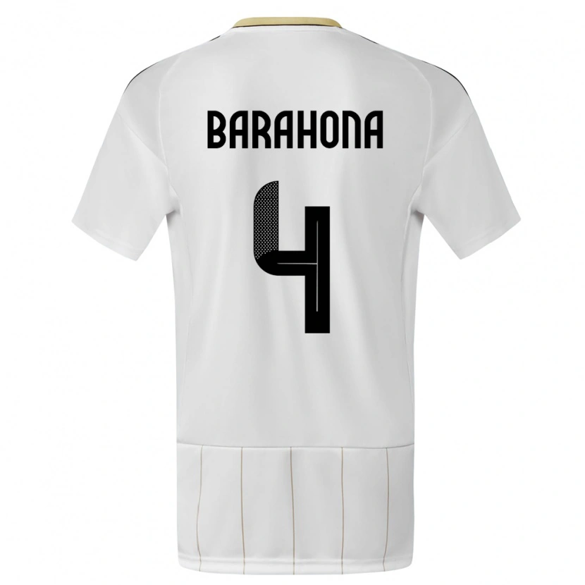 Danxen Børn Costa Rica Carlos Barahona #4 Hvid Udebane Spillertrøjer 24-26 Trøje T-Shirt