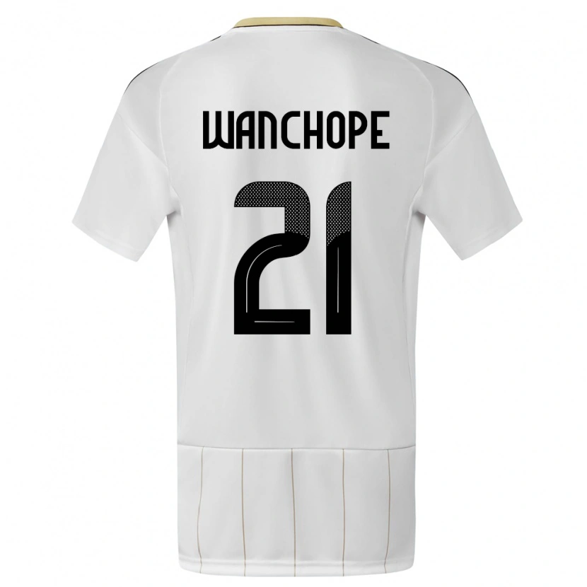 Danxen Børn Costa Rica Matías Wanchope #21 Hvid Udebane Spillertrøjer 24-26 Trøje T-Shirt