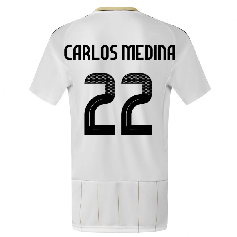 Danxen Børn Costa Rica Luis Carlos Medina #22 Hvid Udebane Spillertrøjer 24-26 Trøje T-Shirt