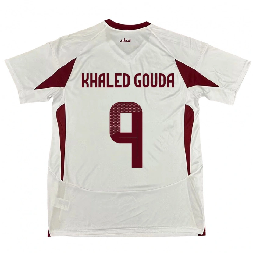 Danxen Børn Qatar Mohamed Khaled Gouda #9 Hvid Udebane Spillertrøjer 24-26 Trøje T-Shirt