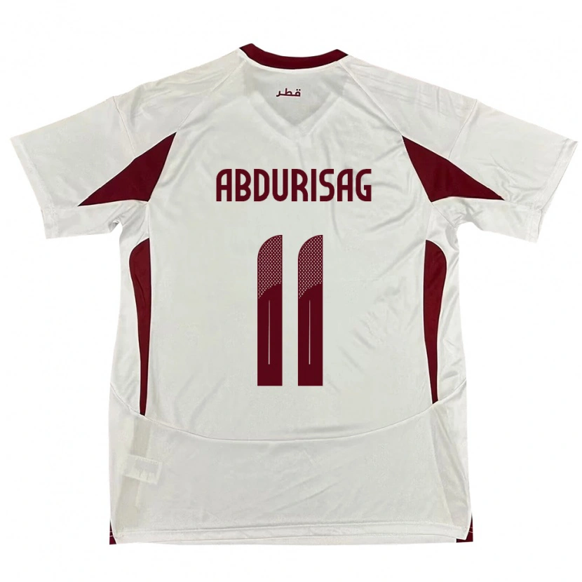 Danxen Børn Qatar Yusuf Abdurisag #11 Hvid Udebane Spillertrøjer 24-26 Trøje T-Shirt