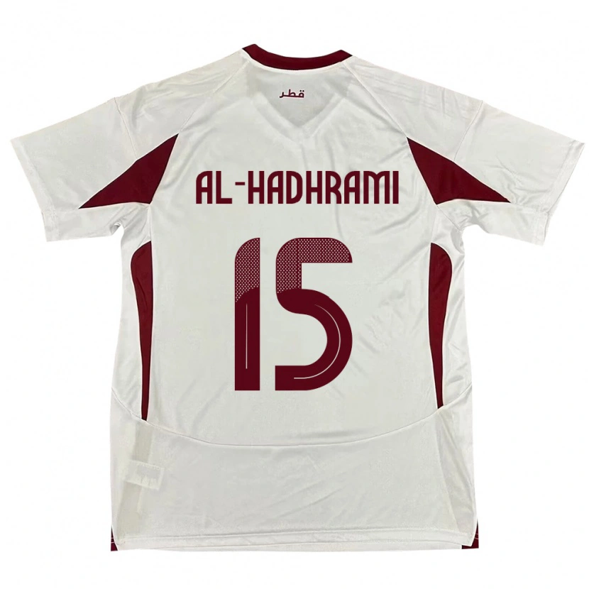 Danxen Børn Qatar Naif Al-Hadhrami #15 Hvid Udebane Spillertrøjer 24-26 Trøje T-Shirt