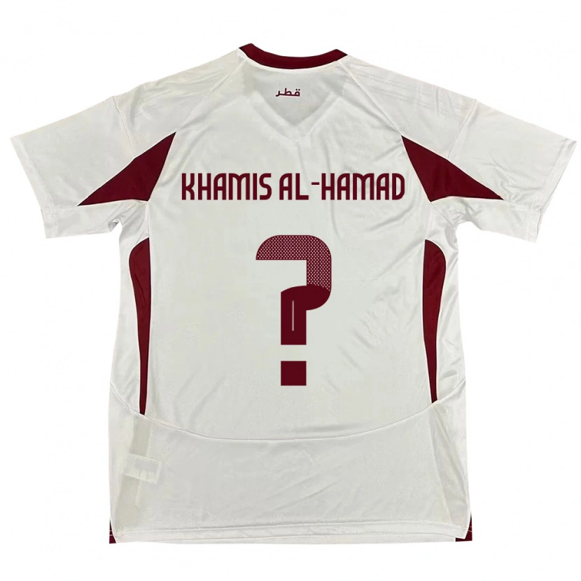 Danxen Børn Qatar Saoud Khamis Al-Hamad #0 Hvid Udebane Spillertrøjer 24-26 Trøje T-Shirt