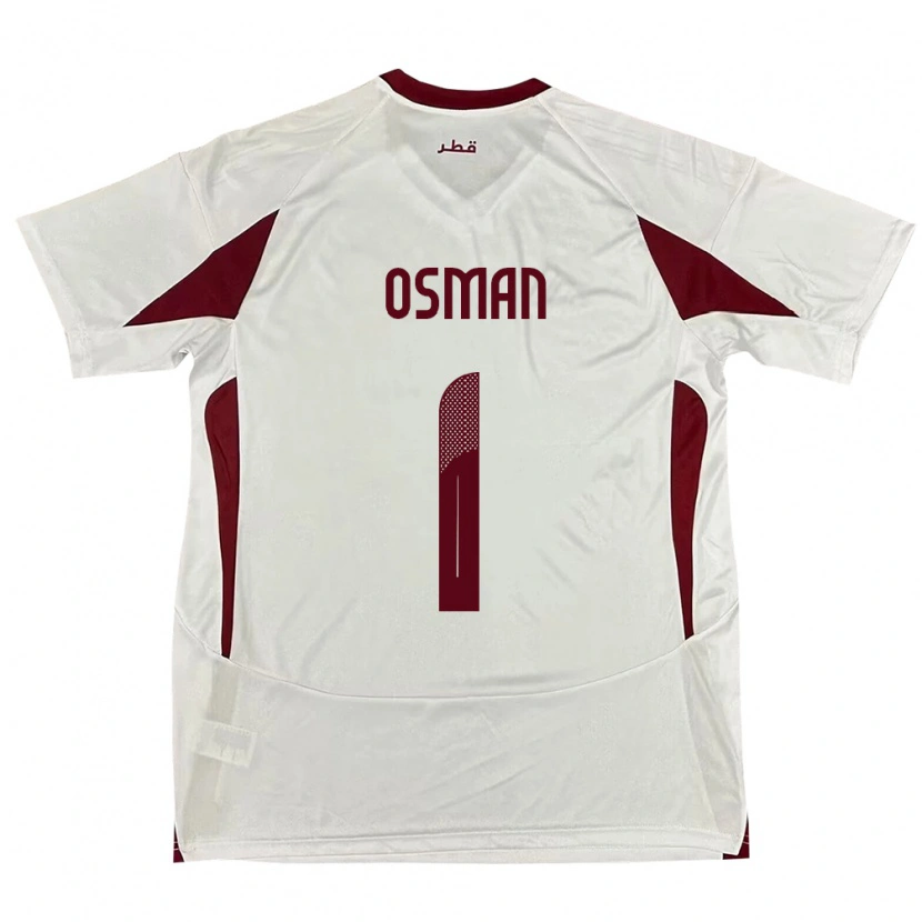 Danxen Børn Qatar Abubaker Osman #1 Hvid Udebane Spillertrøjer 24-26 Trøje T-Shirt