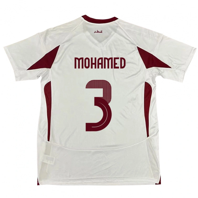 Danxen Børn Qatar Motaman Mohamed #3 Hvid Udebane Spillertrøjer 24-26 Trøje T-Shirt