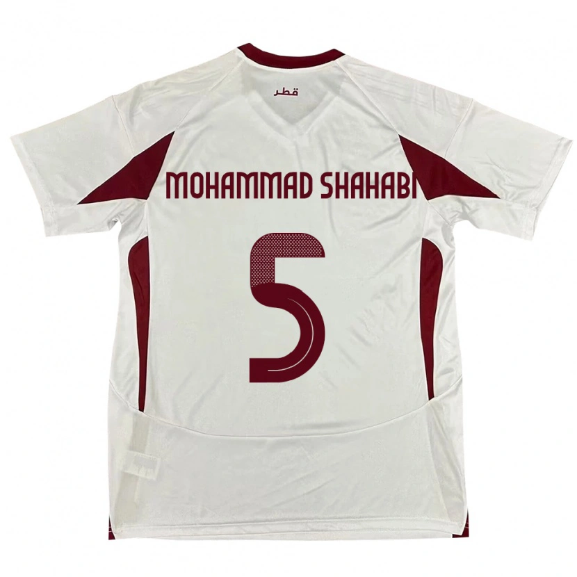 Danxen Børn Qatar Ali Mohammad Shahabi #5 Hvid Udebane Spillertrøjer 24-26 Trøje T-Shirt