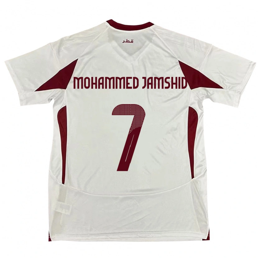 Danxen Børn Qatar Tahsin Mohammed Jamshid #7 Hvid Udebane Spillertrøjer 24-26 Trøje T-Shirt