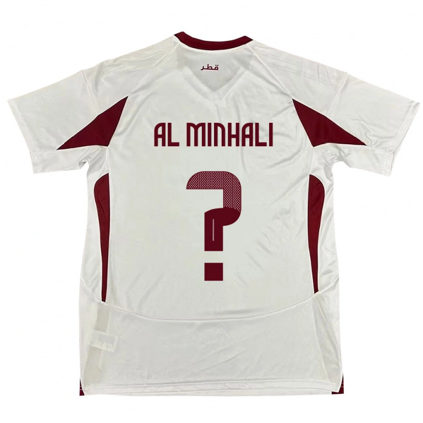 Danxen Børn Qatar Ahmad Al Minhali #0 Hvid Udebane Spillertrøjer 24-26 Trøje T-Shirt