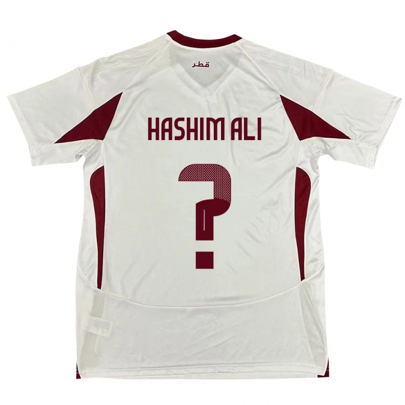 Danxen Børn Qatar Hashim Ali #0 Hvid Udebane Spillertrøjer 24-26 Trøje T-Shirt