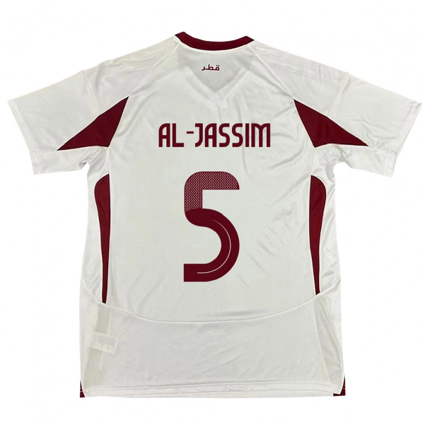 Danxen Børn Qatar Dana Al Jassim #5 Hvid Udebane Spillertrøjer 24-26 Trøje T-Shirt