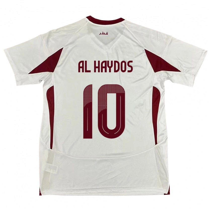 Danxen Børn Qatar Hasan Al Haydos #10 Hvid Udebane Spillertrøjer 24-26 Trøje T-Shirt