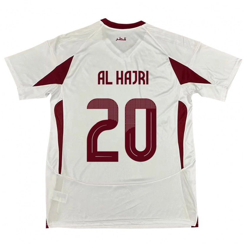 Danxen Børn Qatar Salem Al Hajri #20 Hvid Udebane Spillertrøjer 24-26 Trøje T-Shirt