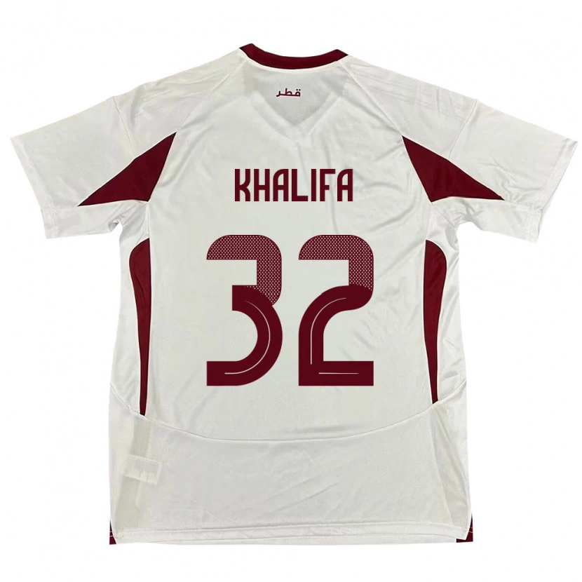 Danxen Børn Qatar Duana Khalifa #32 Hvid Udebane Spillertrøjer 24-26 Trøje T-Shirt