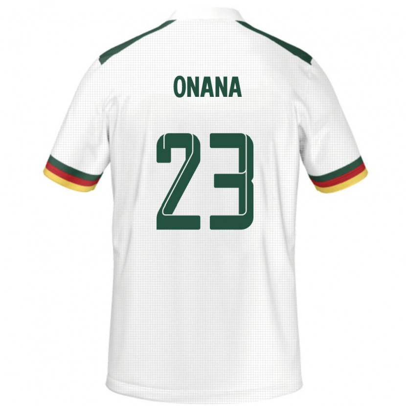 Danxen Børn Cameroun André Onana #23 Hvid Udebane Spillertrøjer 24-26 Trøje T-Shirt