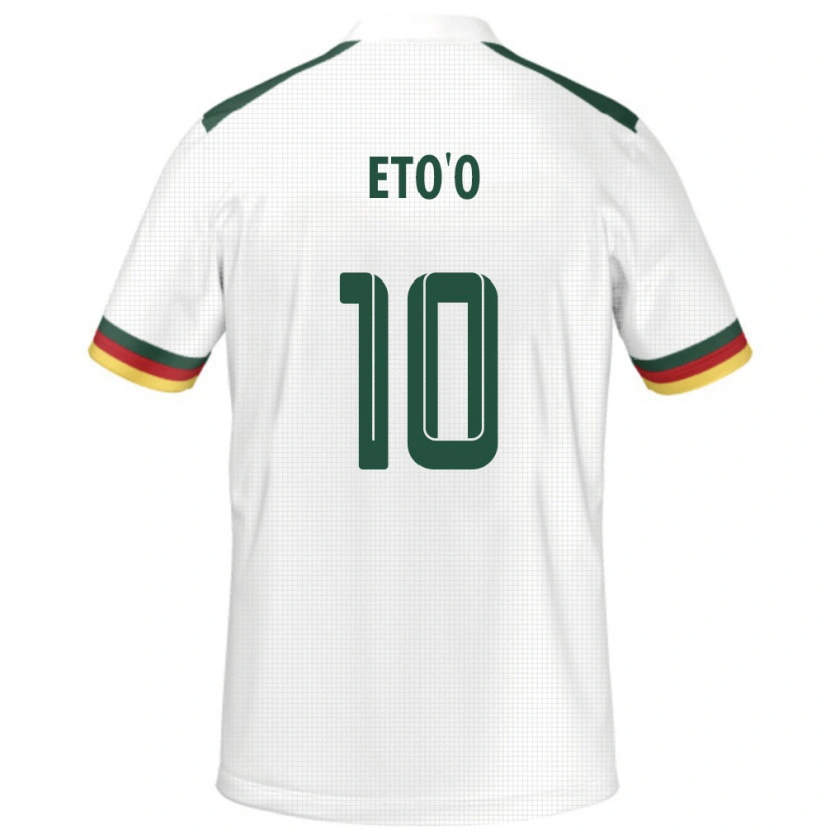 Danxen Børn Cameroun Etienne Eto'o #10 Hvid Udebane Spillertrøjer 24-26 Trøje T-Shirt