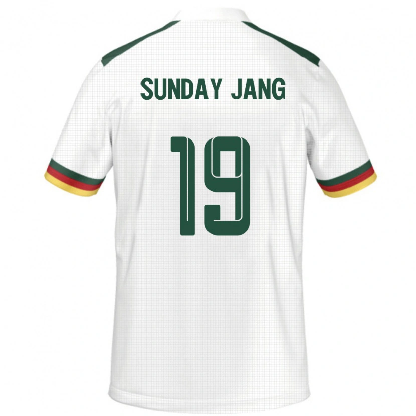 Danxen Børn Cameroun Junior Sunday Jang #19 Hvid Udebane Spillertrøjer 24-26 Trøje T-Shirt