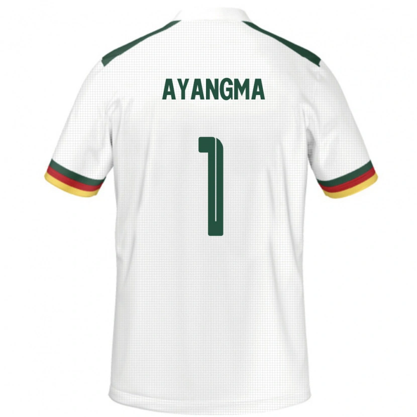 Danxen Børn Cameroun Pauline Ayangma #1 Hvid Udebane Spillertrøjer 24-26 Trøje T-Shirt