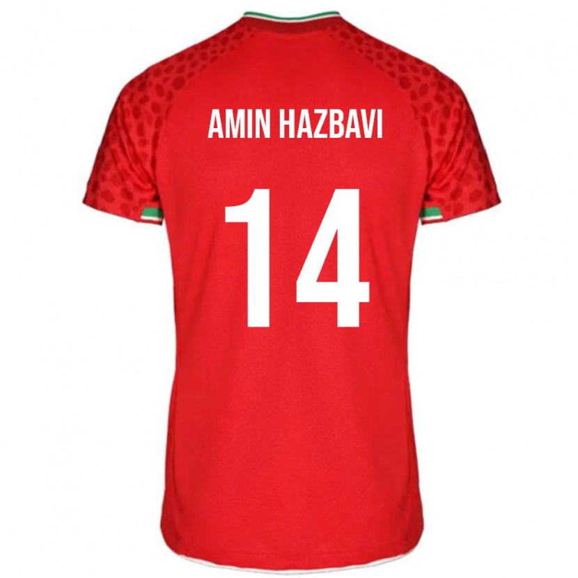 Danxen Børn Iran Mohammad Amin Hazbavi #14 Rød Udebane Spillertrøjer 24-26 Trøje T-Shirt