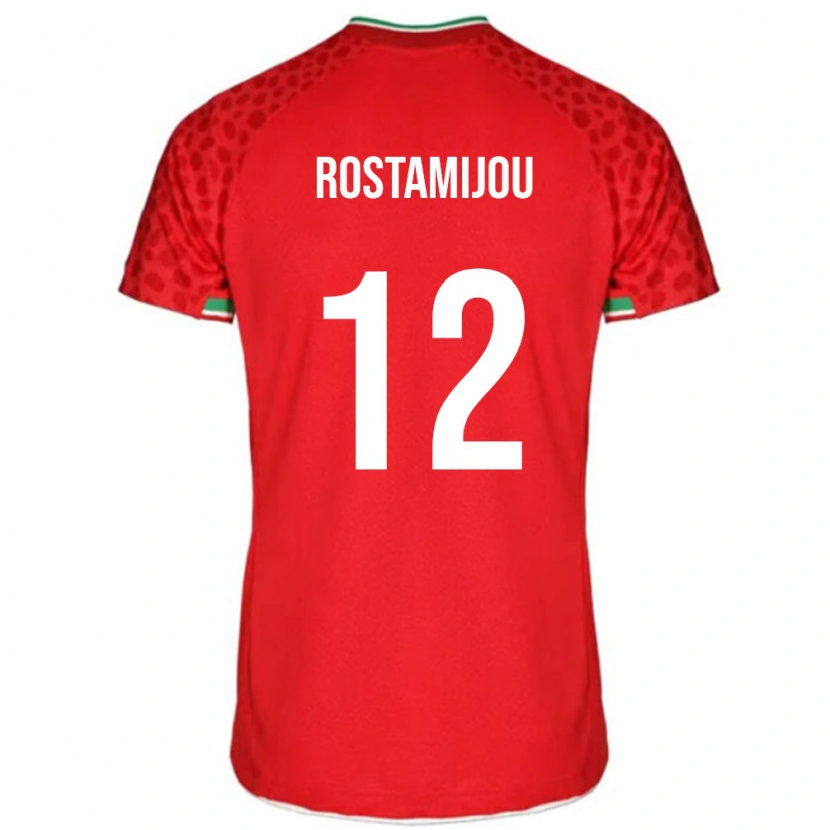 Danxen Børn Iran Alireza Rostamijou #12 Rød Udebane Spillertrøjer 24-26 Trøje T-Shirt