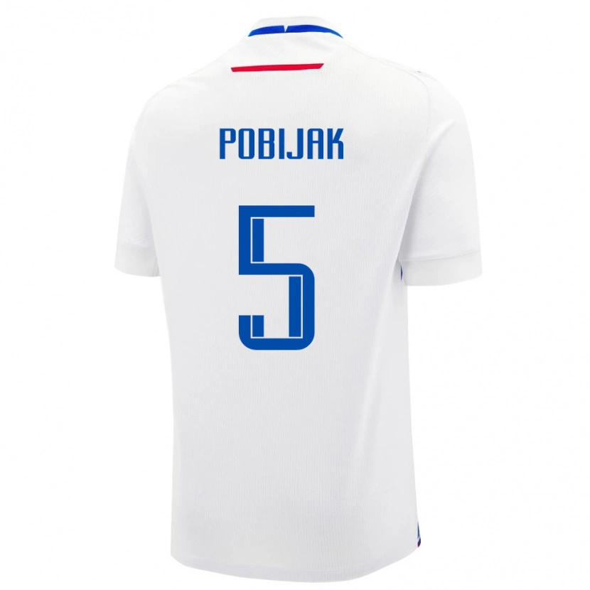 Danxen Børn Slovakiet Simon Pobijak #5 Hvid Udebane Spillertrøjer 24-26 Trøje T-Shirt