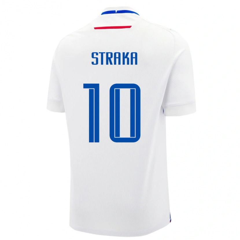 Danxen Børn Slovakiet David Straka #10 Hvid Udebane Spillertrøjer 24-26 Trøje T-Shirt